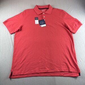 Croft Barrow Pique Polo Mens L Red Golf Shirt Moisture Wick Stretch Preppy NEW